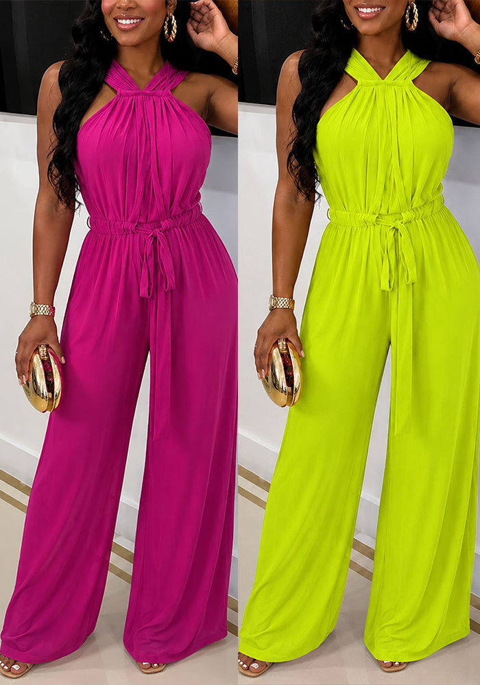 Sleeveless Halter Neck Jumpsuit for Summer Holidays