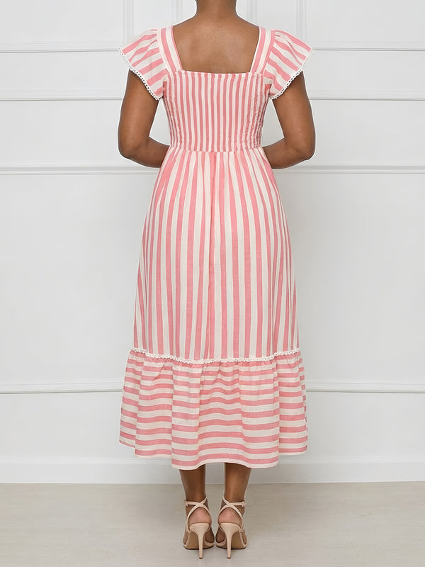 Women Casual Holidays Elegant Lace Short-Sleeve Dress