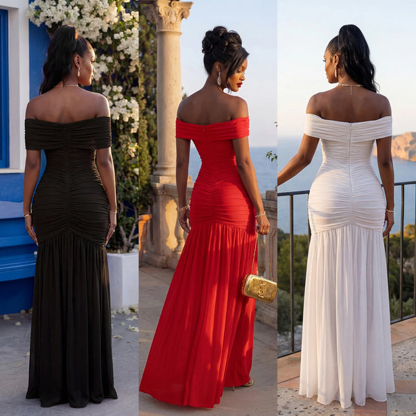 Off-Shoulder High Slit Strapless Dress for Formal Evenings