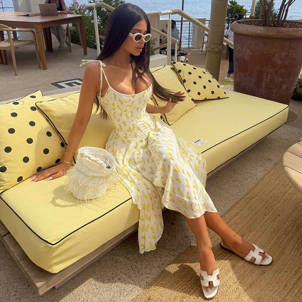 Printed Backless Sleeveless Strapless Summer Dress