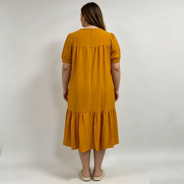 Plus Size Bohemian Round Neck Short-Sleeve Dress for Summer