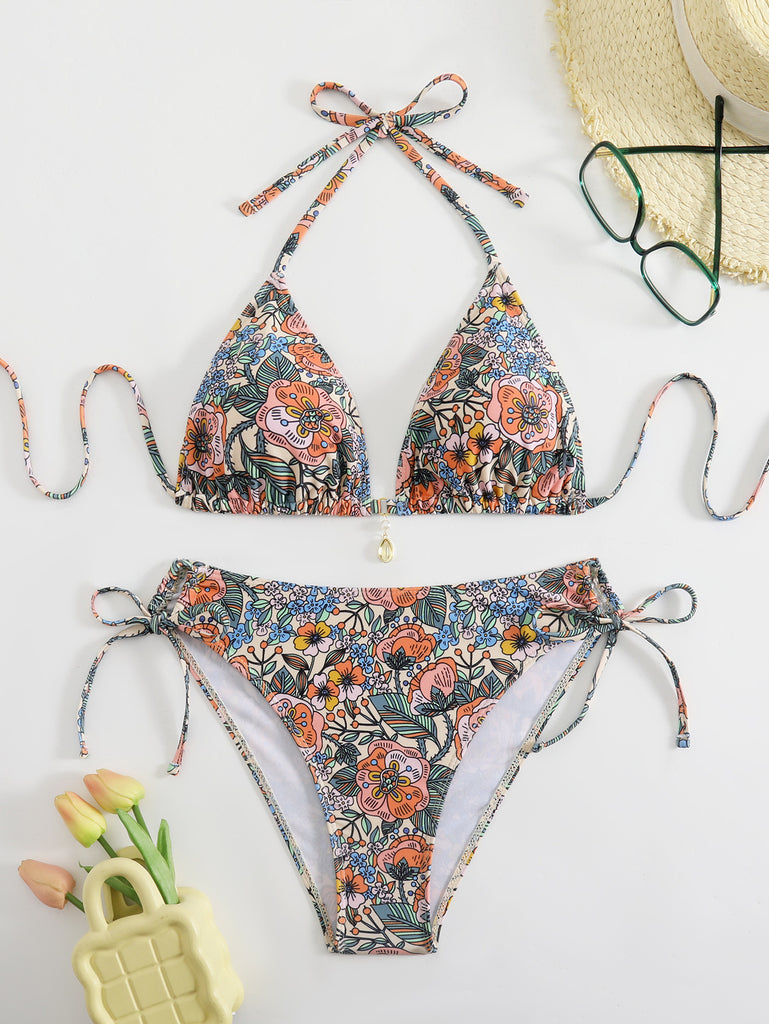 Women Halter Neck Bikini Swimwear Two Pieces
