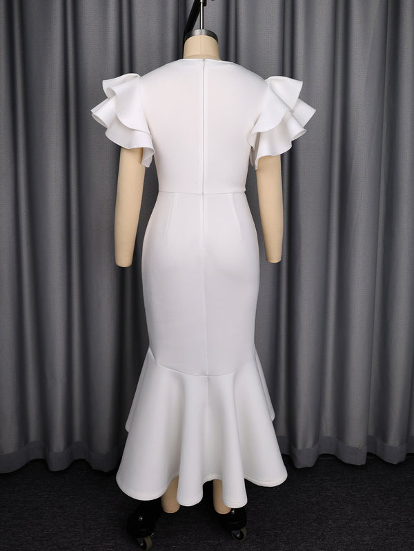 Ruffled Fishtail Bodycon Dress for Summer Formal Parties