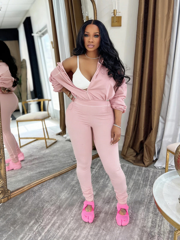 Long-Sleeve Zipper Top & Pants Two-Piece Casual Set