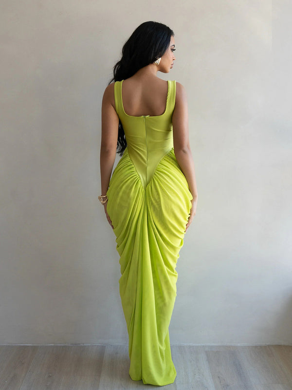Pleated Bodycon Long Evening Dress for Formal Events