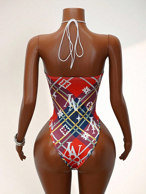 Patchwork Hollow-Out Bikini Camisole for Beach Holidays