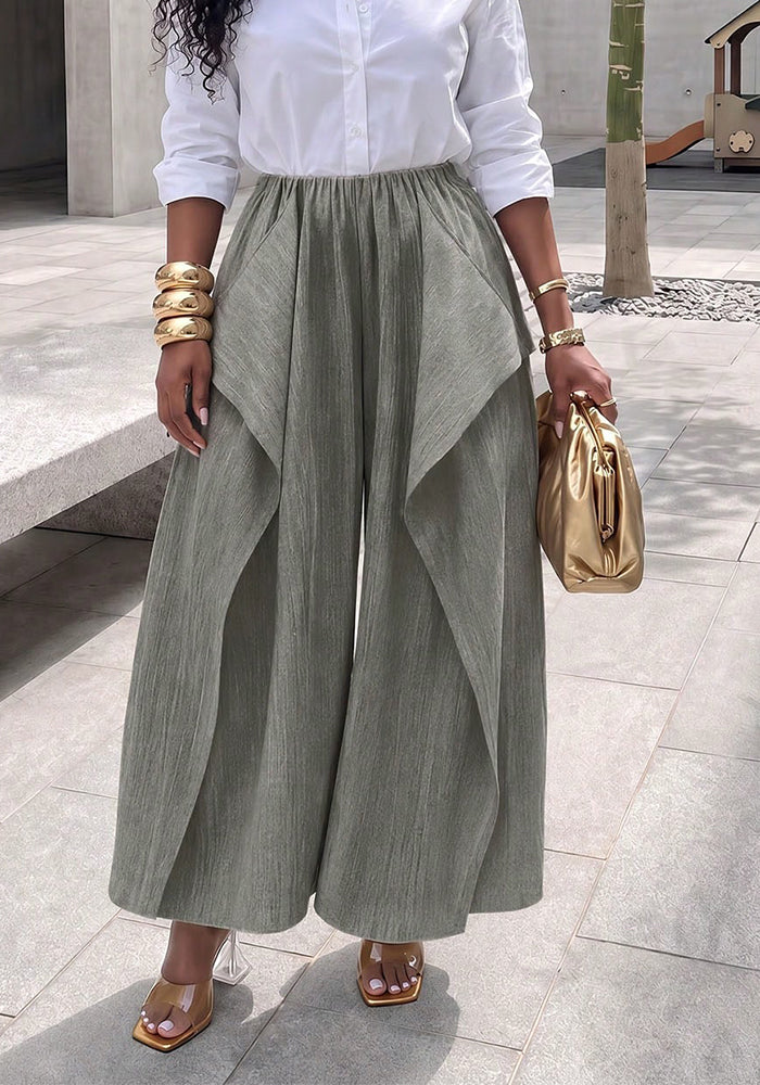 Faux Two-Piece Wide Leg Pants for Casual Wear