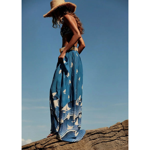Strapless Lace-Up Bikini & Skirt Three-Piece Set