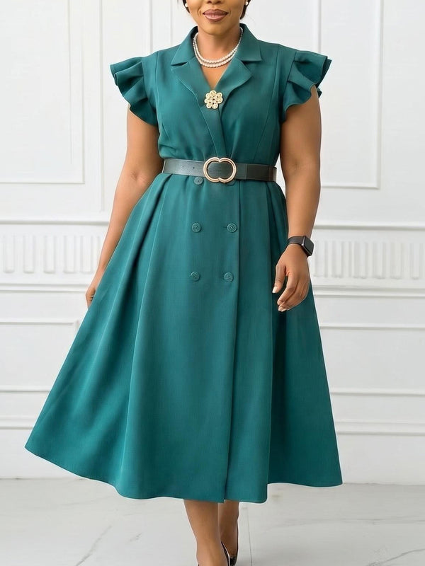 Turndown Collar Maxi Dress for Summer Casual Wear