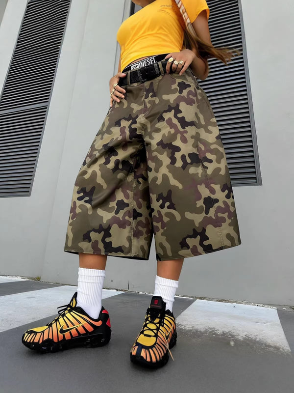 Camouflage Cargo Wide Leg Pants for Casual Streetwear