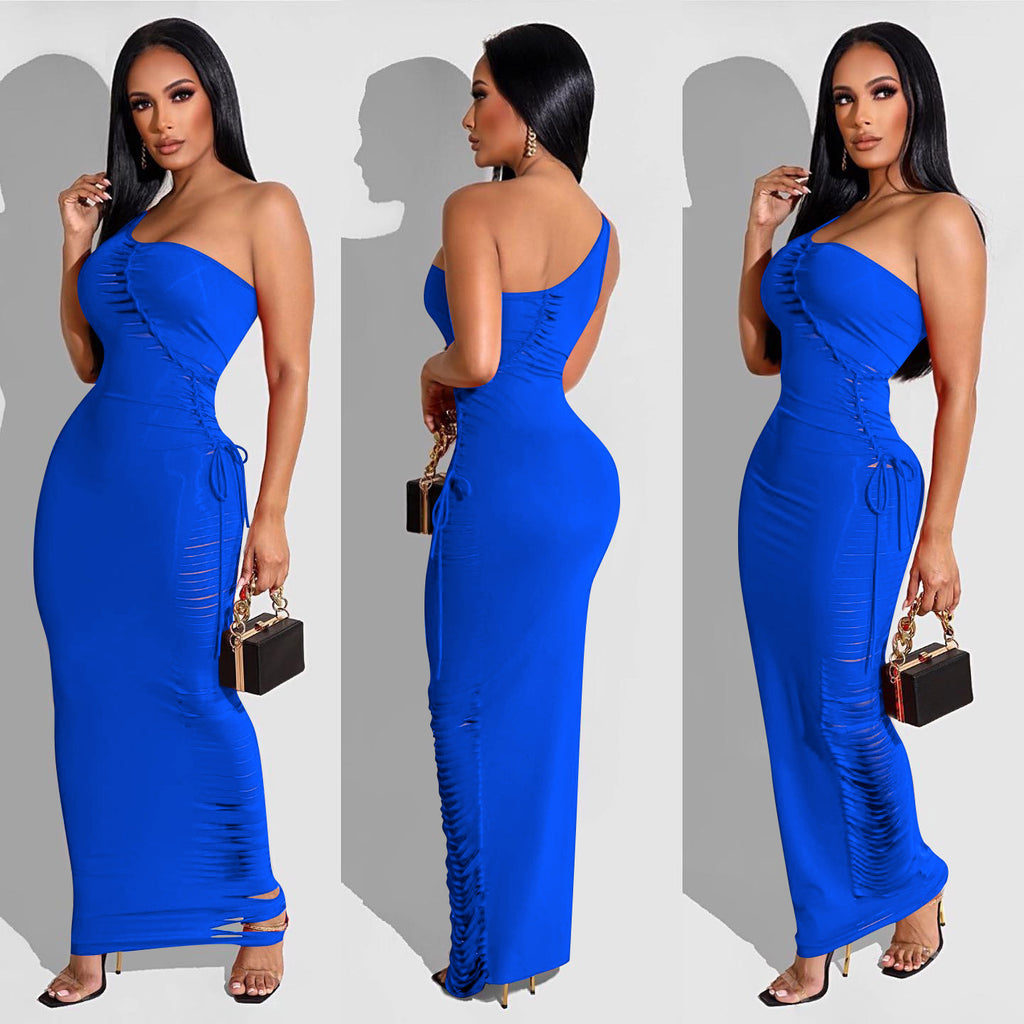 Women Sexy Hollow-Out Solid Dress