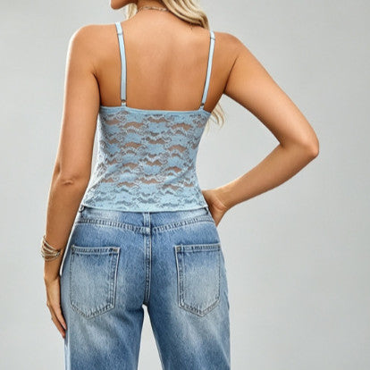 Lace See-Through V-Neck Camisole for Intimate Wear