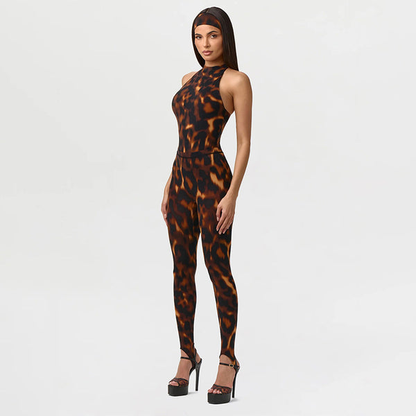 Printed Bodysuit & Footed Pants Set for Spring Activewear