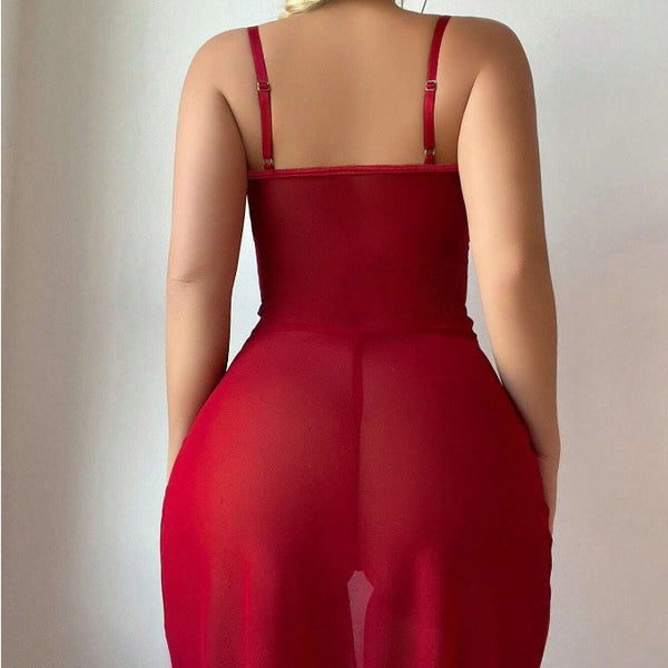 Lace See-Through Bodysuit Lingerie Two-Piece Set