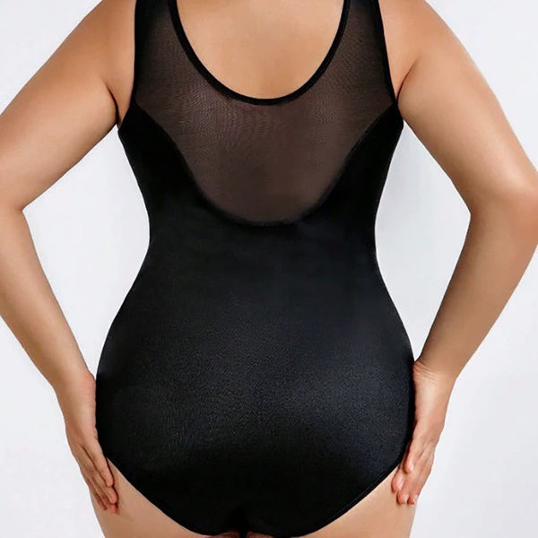 Criss-Cross Mesh Shaping Bodysuit Briefs for Body Contouring