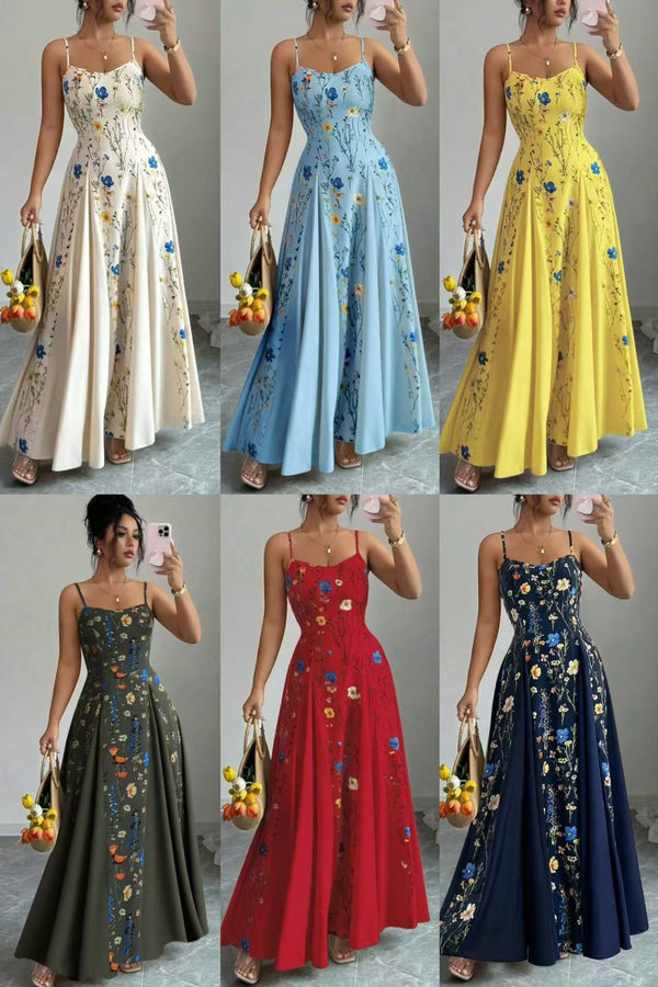 Printed Strap Slip Dress for Summer Outings