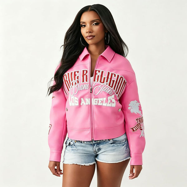 Racing Print PU Leather Jacket for Fall & Winter