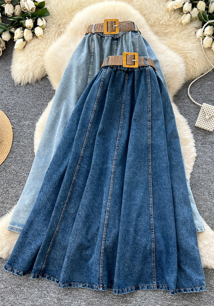 Belted Denim Skirt for Summer Casual Wear