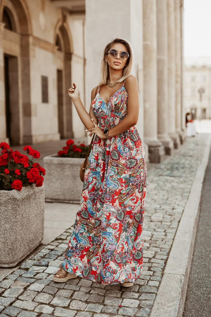 Printed Strap Dress for Casual Wear