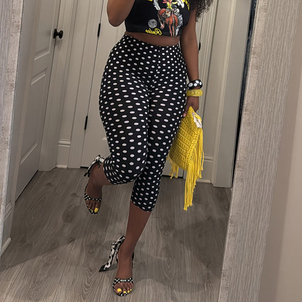 Polka Dot Capri Pants for Summer Casual Wear
