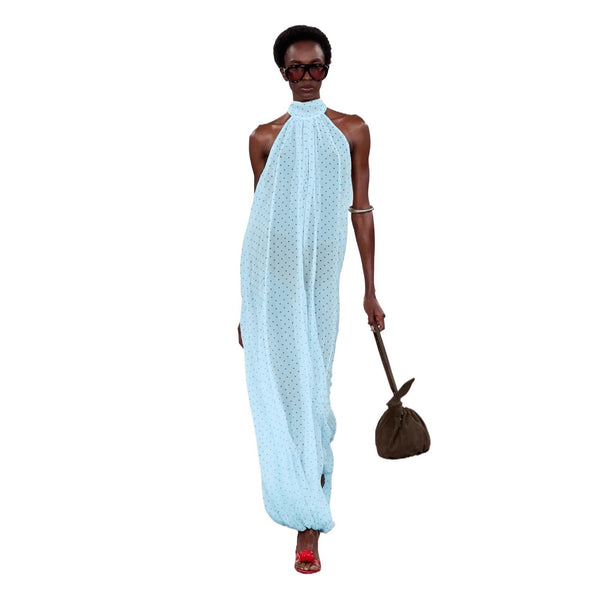 Chiffon Strap Round Neck Jumpsuit for Summer Casual Wear