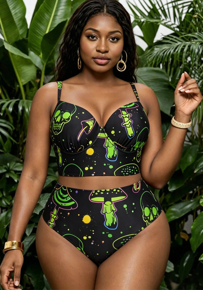 Plus Size Printed Two-Piece Bikini Swimsuit