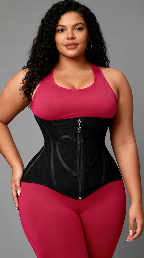 Heart Print Mesh Double-Layer Compression Waist Shaper