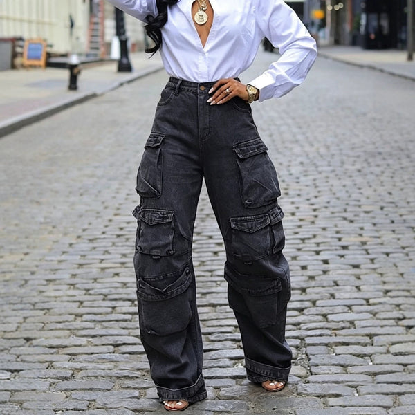 Denim Cargo Long Pants for Autumn & Winter