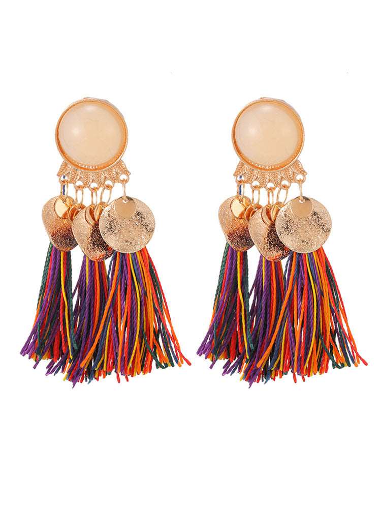 Bohemia Imitation Pearl Tassel Earrings Tiynon