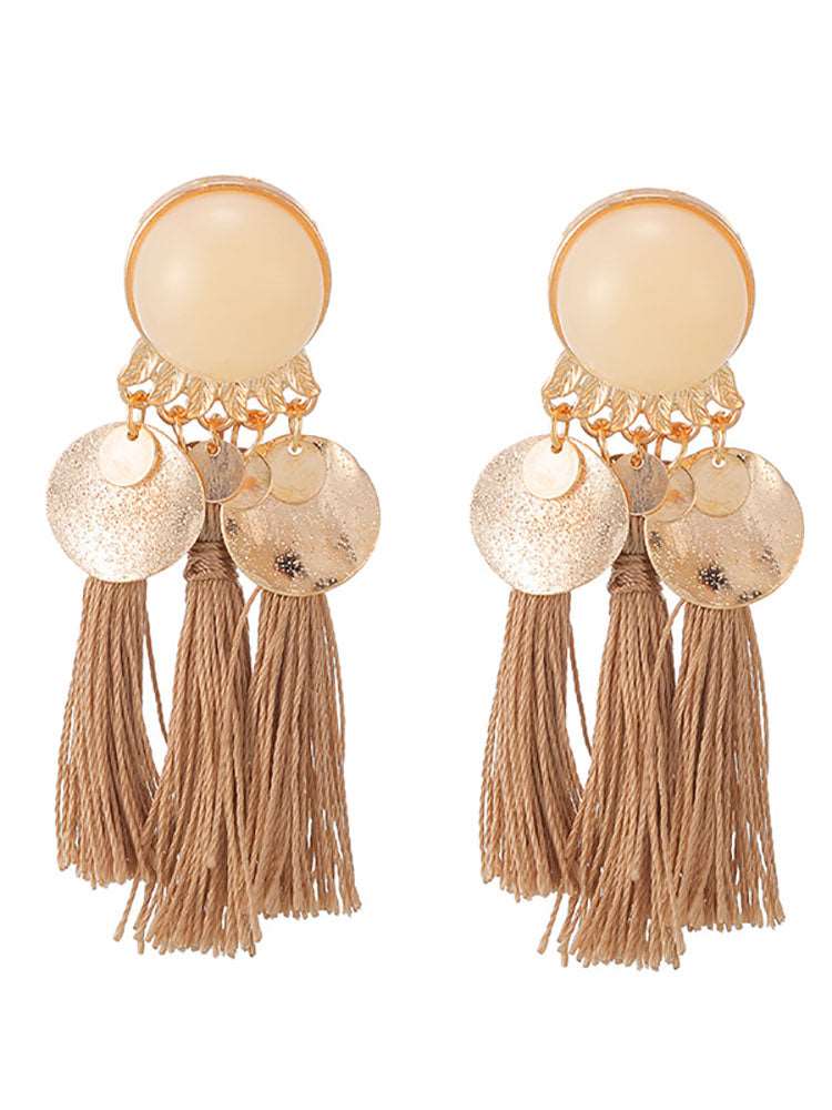 Bohemia Imitation Pearl Tassel Earrings Tiynon