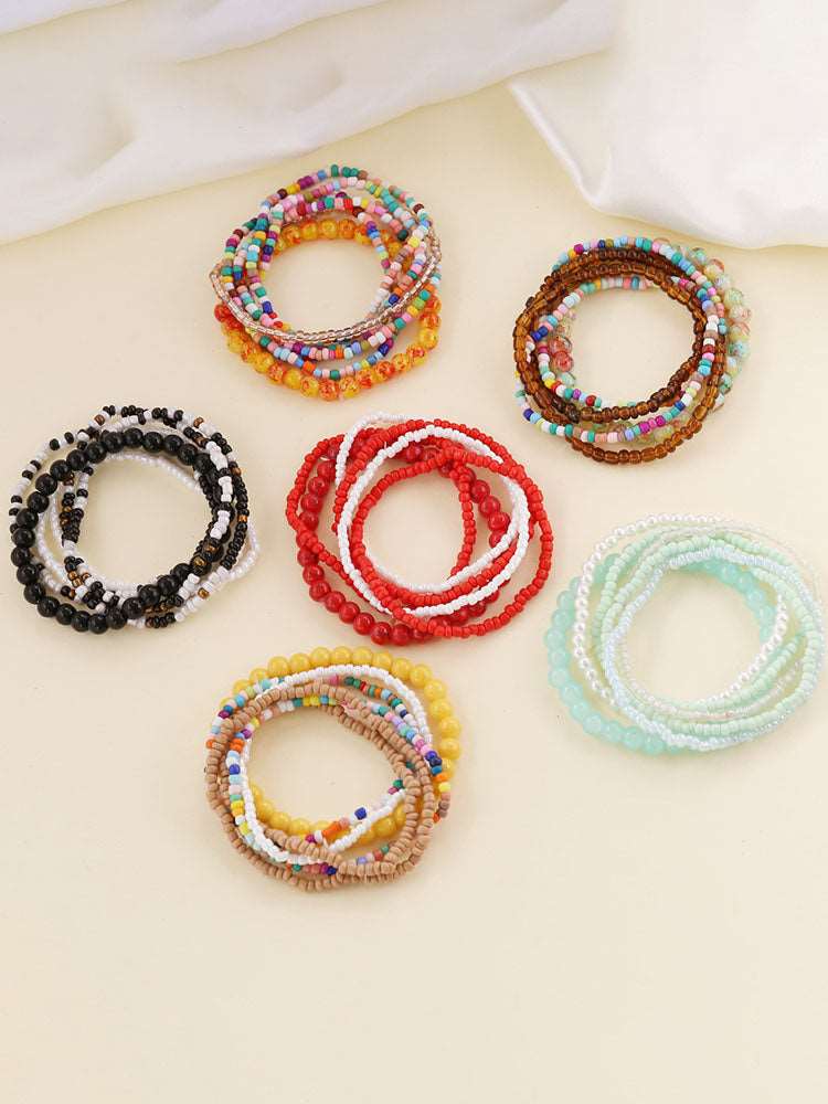 Boho Multilayer Multicolor Beads Bracelets Sets Tiynon