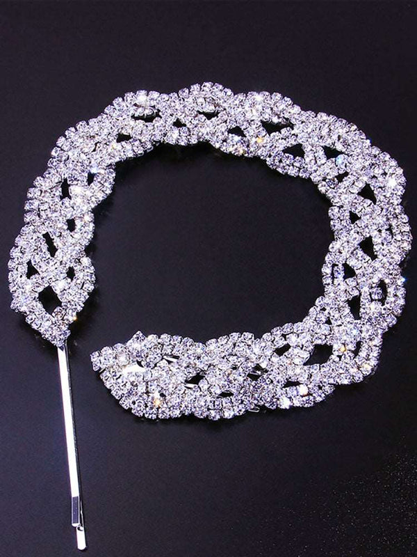 Braided Glitter Rhinestones Headbands Tiynon