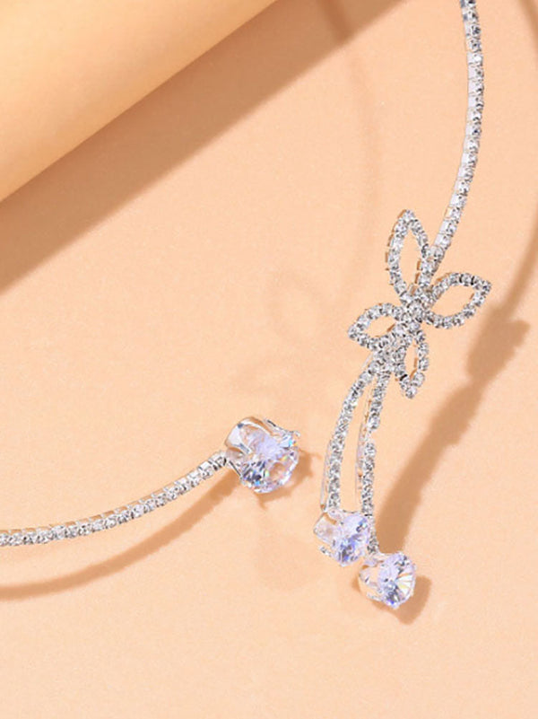Butterfly Decoation Glitter Rhinestone Necklaces Tiynon