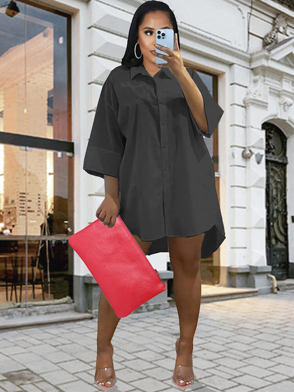 Casual Loose Button Down Shirt Dress Tiynon