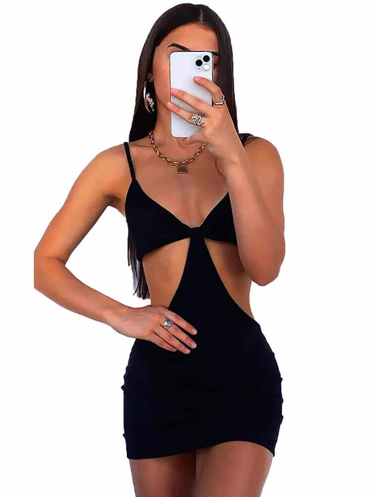Casual Summer Halter Neck Backless Mini Dresses Tiynon