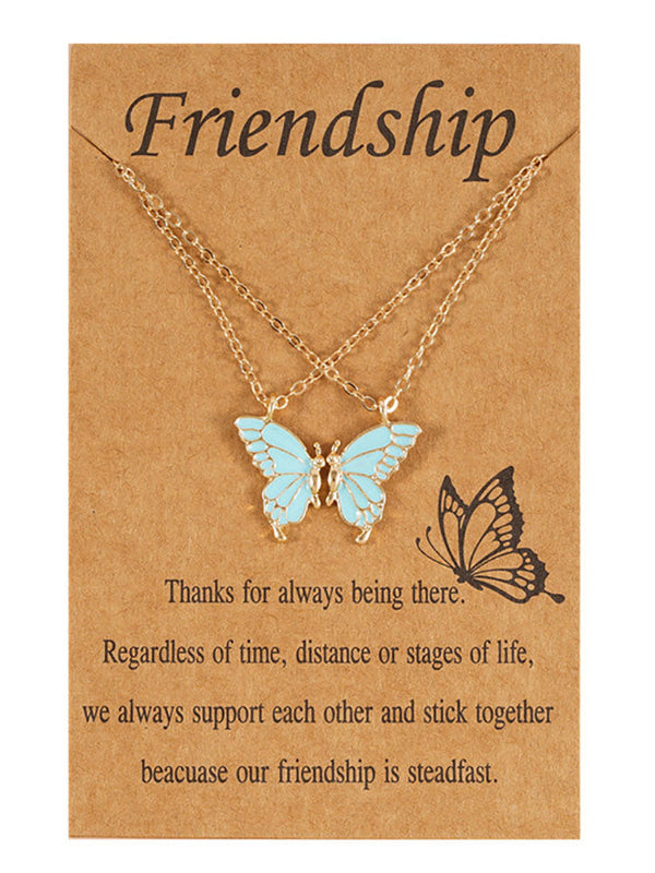 Double Layer Butterfly Pendant Chain Necklaces Tiynon