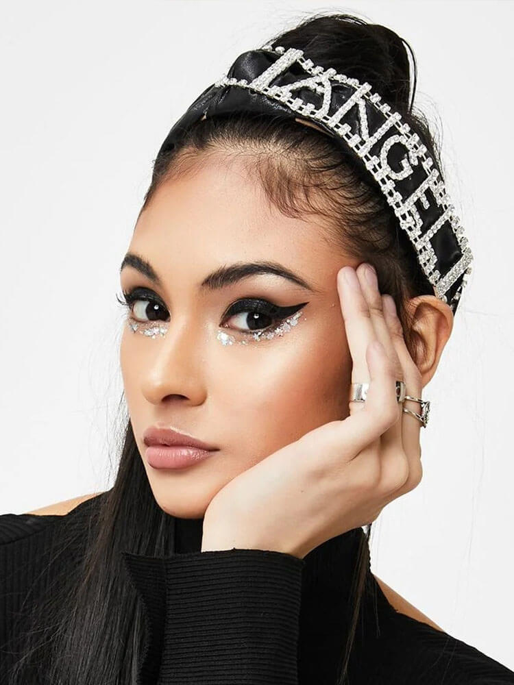 Fashion Letter Rhinestones Headdress Tiynon