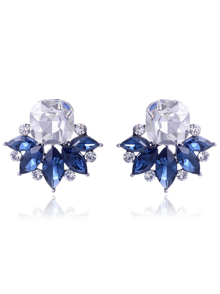 Floral Pattern Rhinestone Earring Tiynon