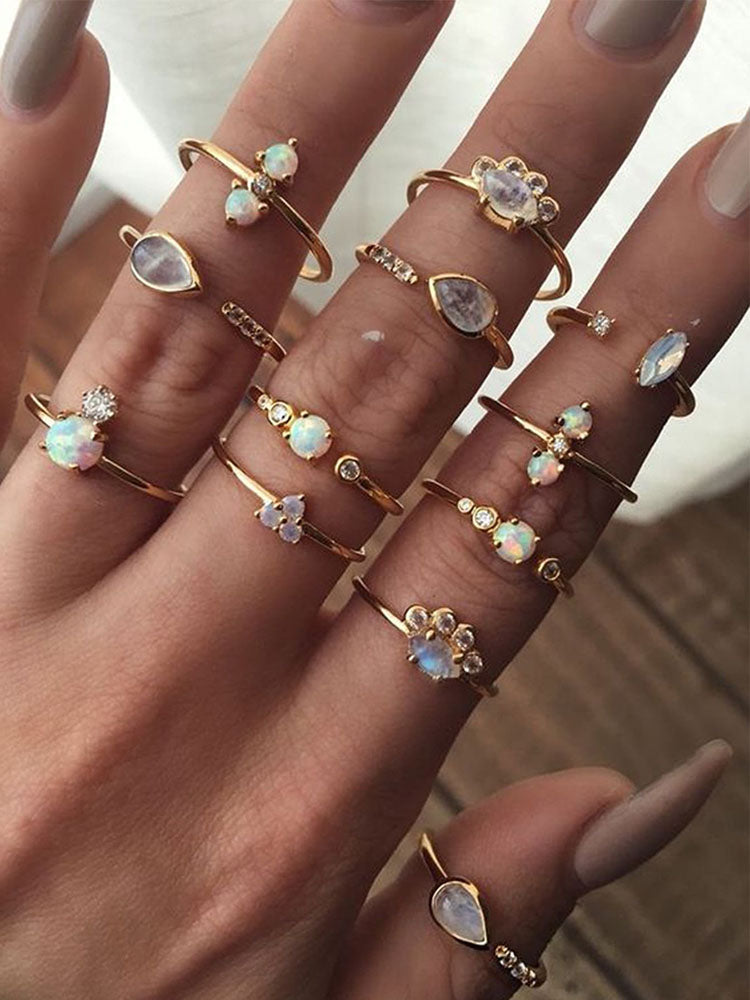 Flower Heart Butterfly Pearl Rings Sets Tiynon