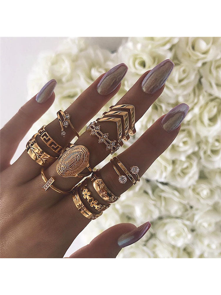 Glitter Rhinestone Rings Sets Tiynon