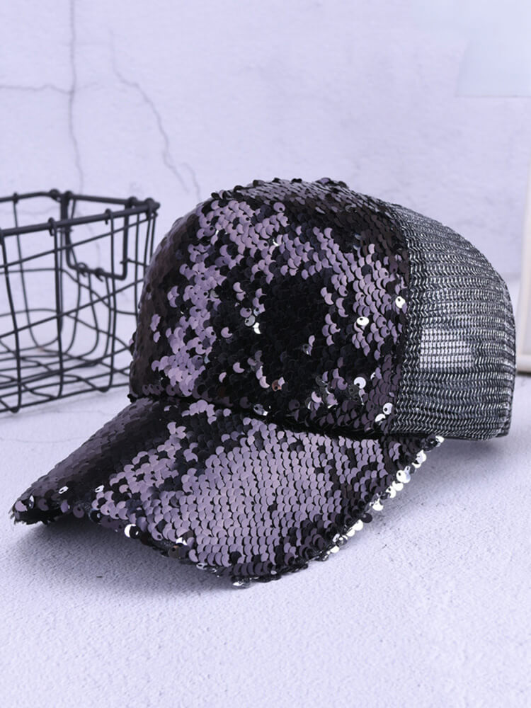 Glitter Sequin Mesh Baseball Caps Tiynon