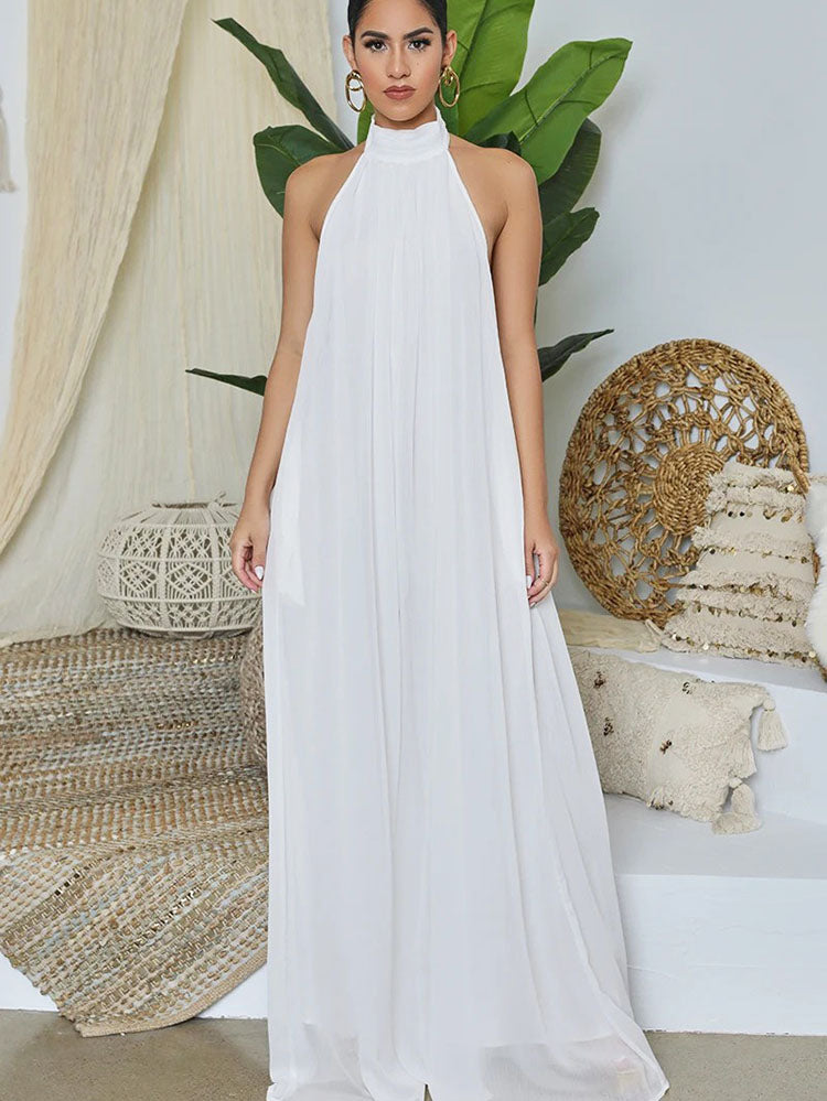 Halter Neck Sleeveless Backless Rompers Tiynon