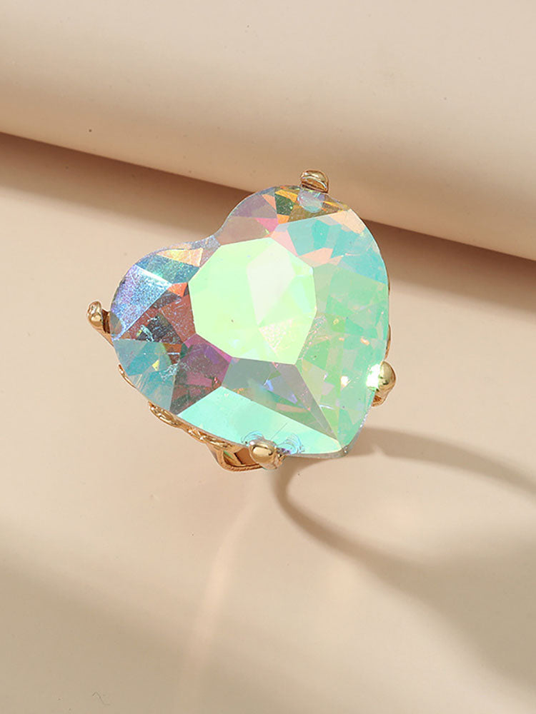 Heart Shape Retro Imitation Gemstone Ring Tiynon