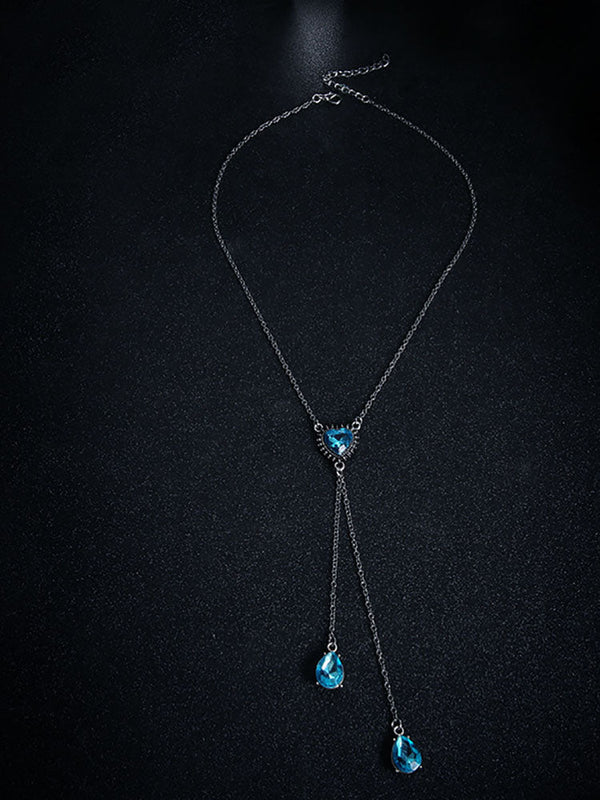 Heart Shaped Rhinestone Pendant Necklace Tiynon