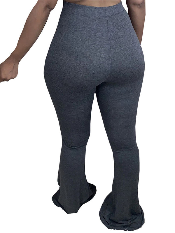 High Waist Ripped Bell Bottom Drawstring Yoga Pants Tiynon