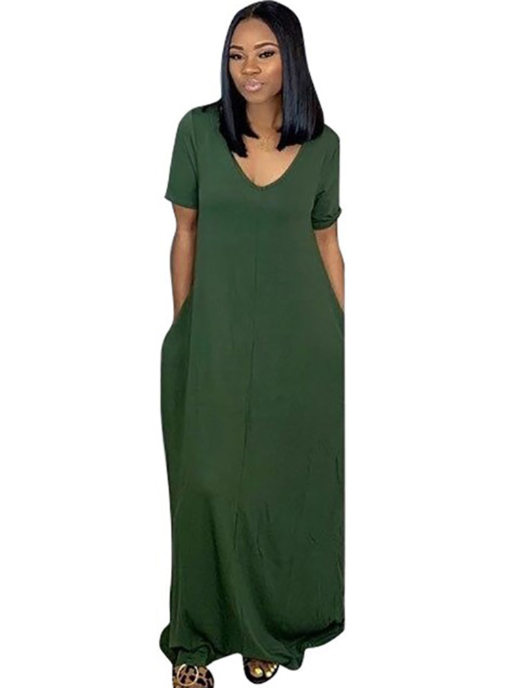 Kaftan Loose Pockets Boho Maxi Dresses Tiynon