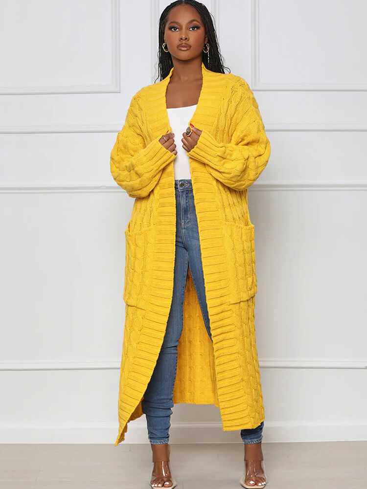 Knit Long Sleeve Solid Color Bodycon Cardigan Tiynon