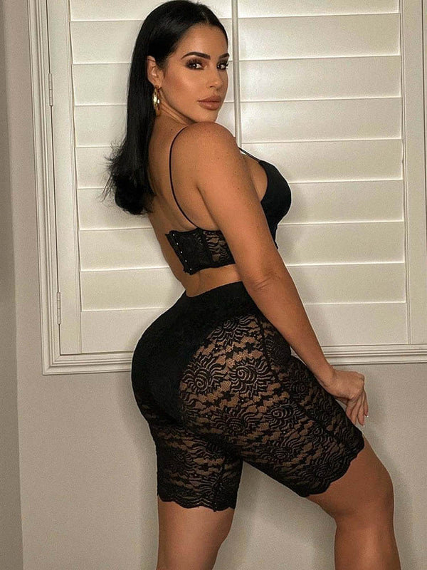 Lace Camisole Shorts Two-Piece Set Tiynon