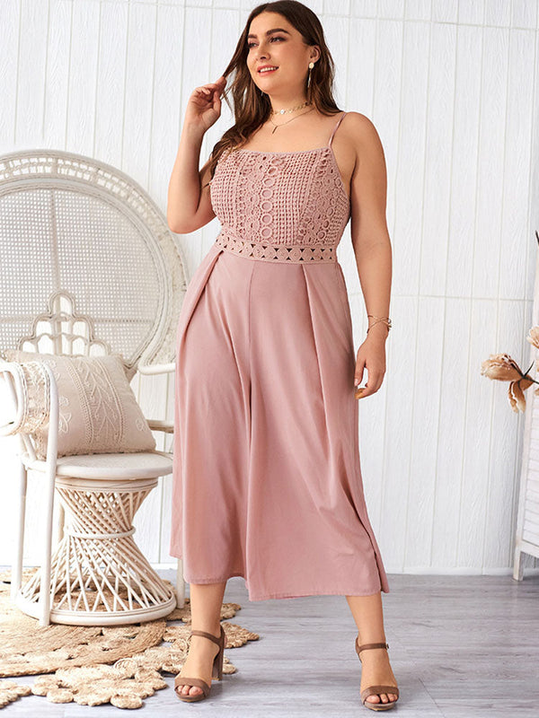 Lace Wide Leg Jumpsuit Romper Tiynon