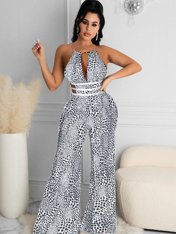 Lade Up Halter Wide Leg Rompers Tiynon